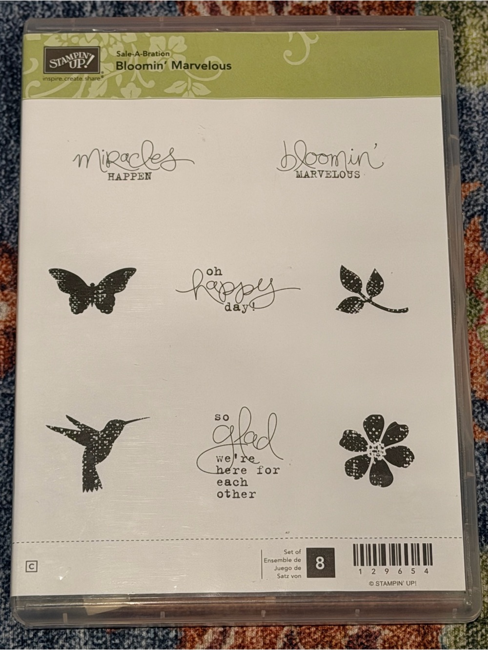Stampin' Up! Bloomin' Marvelous Stamp Set - White/Green